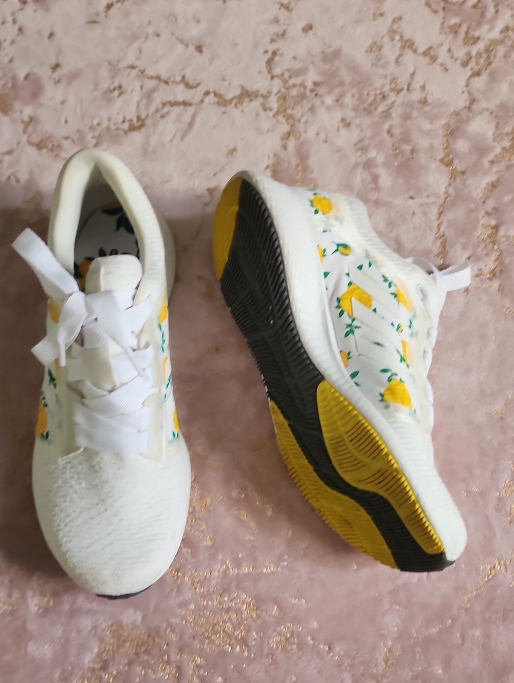 ADIDAS | White And Yellow Floral Sneakers